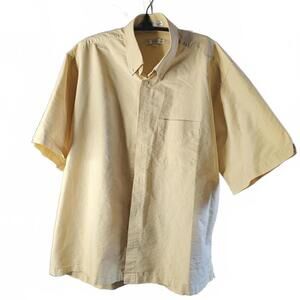 Geoffrey Beene XL Yellow Short Sleeve Button-Up Shirt